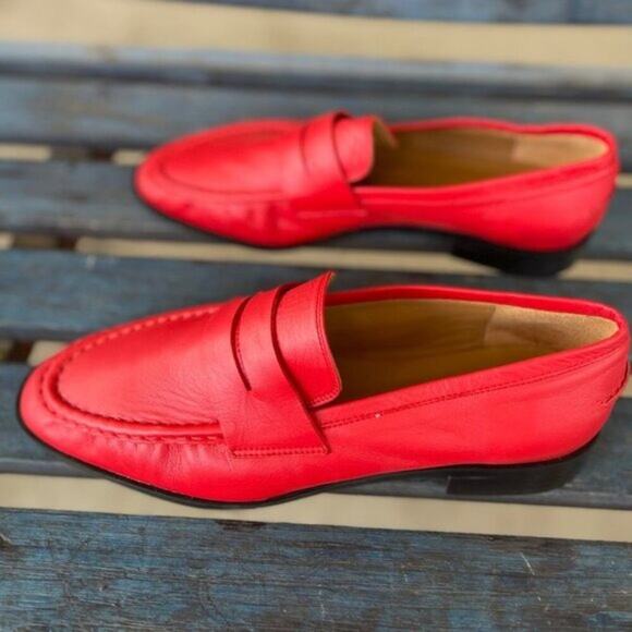 ATP Atelier Airola Red Leather Penny Loafers Women’s Size 40 EU 9.5 NWOB Italy - Picture 7 of 12